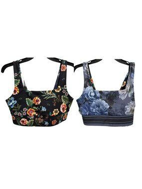 Johnny Was Bee Active Ardell Floral Square Neck Reversible Sports Bra M $118 NEW